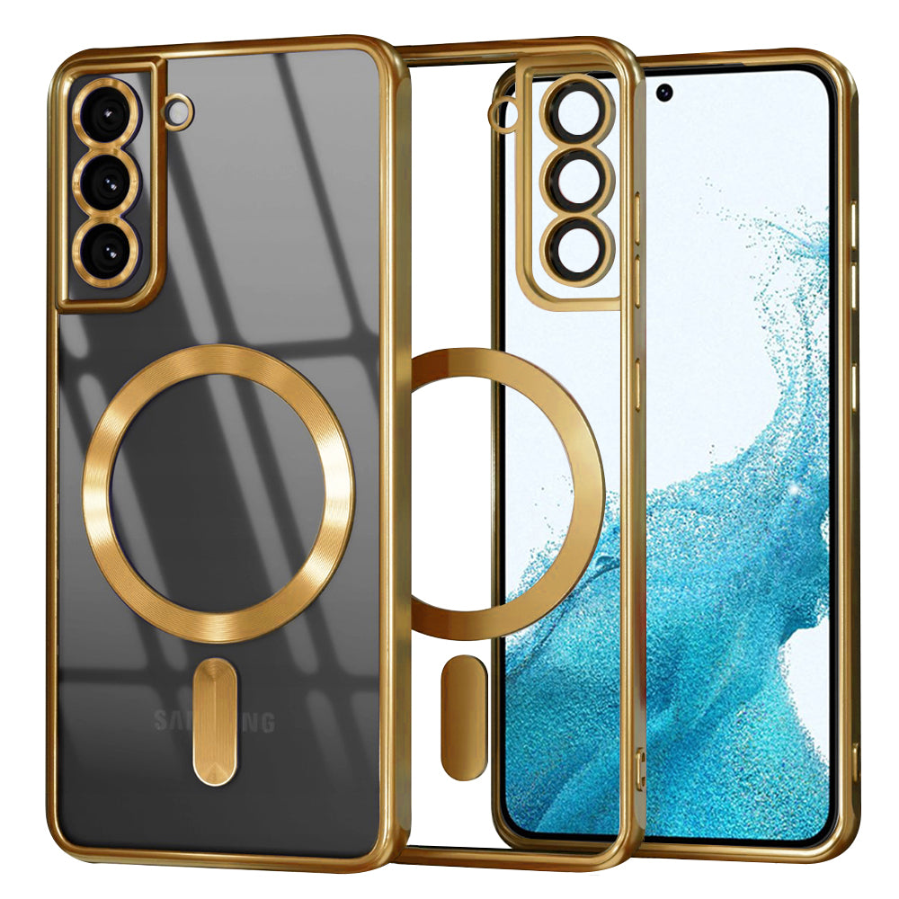 Husă transparentă Techsuit Luxury Crystal MagSafe Galaxy S22 – Auriu – imagine 3