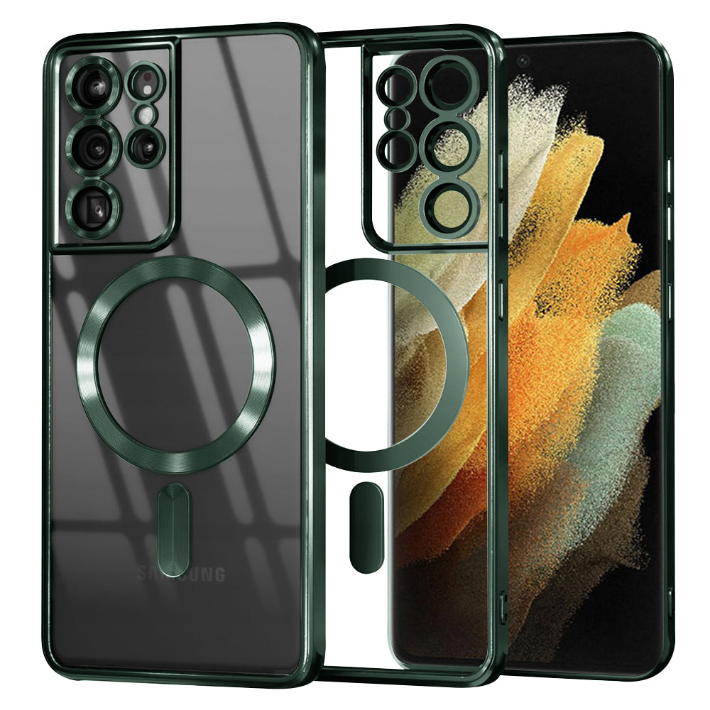 Husă transparentă Techsuit Luxury Crystal MagSafe Galaxy S21 Ultra – Verde închis – imagine 7
