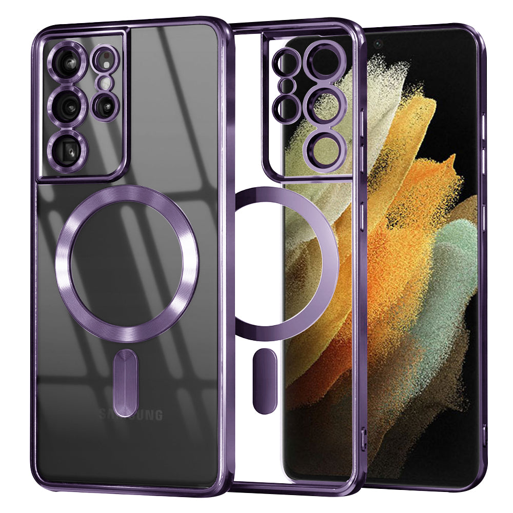 Husă transparentă Techsuit Luxury Crystal MagSafe Galaxy S21 Ultra – Mov deschis – imagine 8