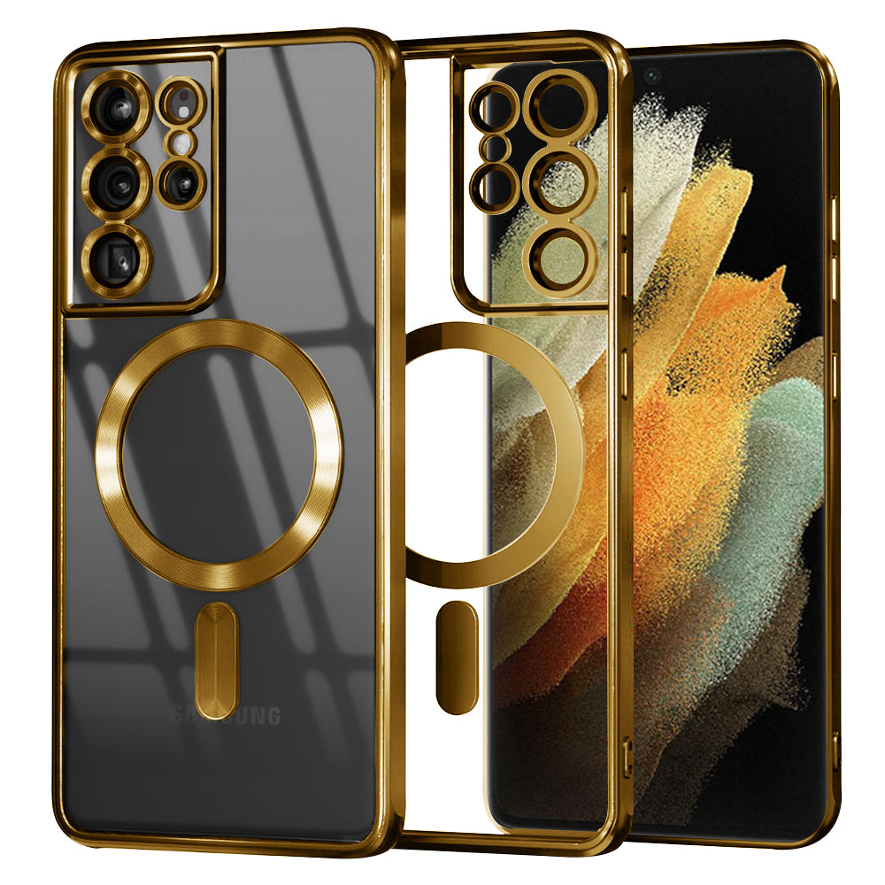 Husă transparentă Techsuit Luxury Crystal MagSafe Galaxy S21 Ultra – Auriu – imagine 4
