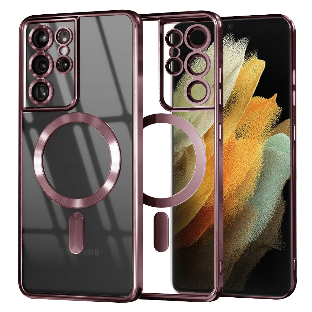 Husă transparentă Techsuit Luxury Crystal MagSafe Galaxy S21 Ultra – Roz – imagine 1