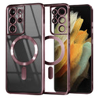 Husă transparentă Techsuit Luxury Crystal MagSafe Galaxy S21 Ultra – Roz – imagine 1