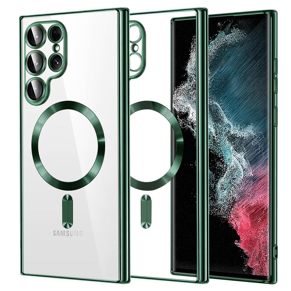 Husă transparentă Techsuit Luxury Crystal MagSafe Galaxy S22 Ultra – Verde închis – imagine 7