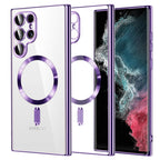 Husă transparentă Techsuit Luxury Crystal MagSafe Galaxy S22 Ultra – Mov deschis – imagine 11