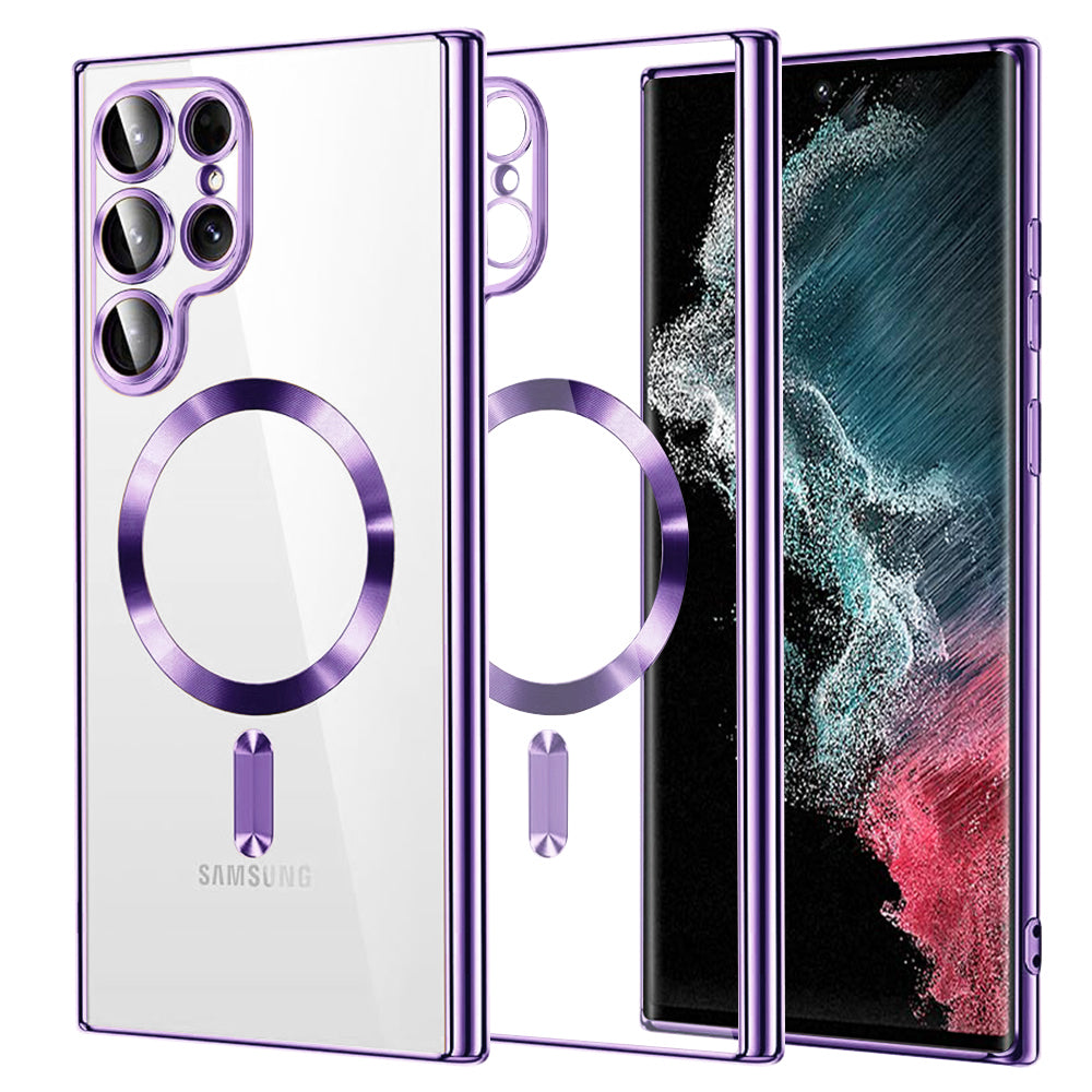 Husă transparentă Techsuit Luxury Crystal MagSafe Galaxy S22 Ultra – Mov deschis – imagine 11