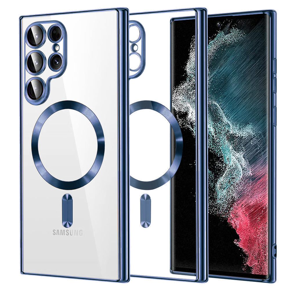 Husă transparentă Techsuit Luxury Crystal MagSafe Galaxy S22 Ultra – Albastru închis – imagine 9
