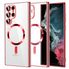 Husă transparentă Techsuit Luxury Crystal MagSafe Galaxy S22 Ultra – Roșu – imagine 3