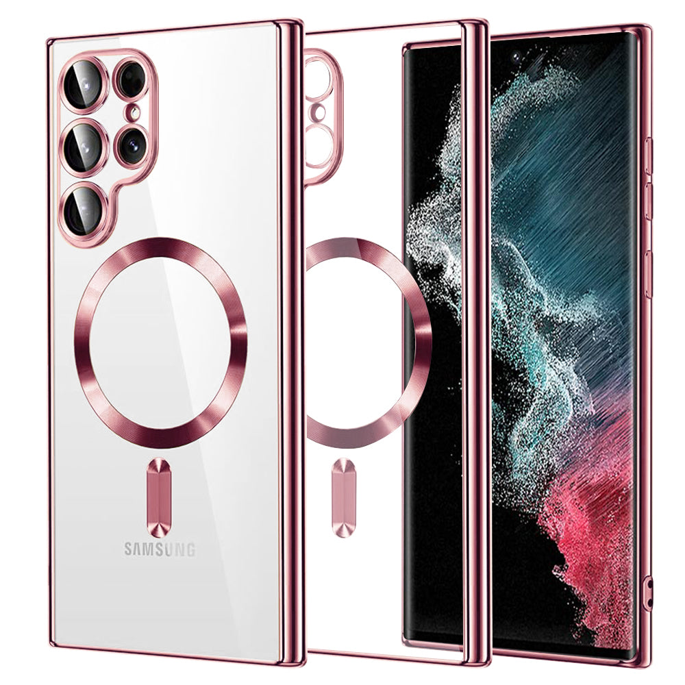 Husă transparentă Techsuit Luxury Crystal MagSafe Galaxy S22 Ultra – Roz – imagine 1