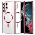Husă transparentă Techsuit Luxury Crystal MagSafe Galaxy S22 Ultra – Roz – imagine 1