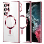 Husă transparentă Techsuit Luxury Crystal MagSafe Galaxy S22 Ultra – Roz – imagine 1