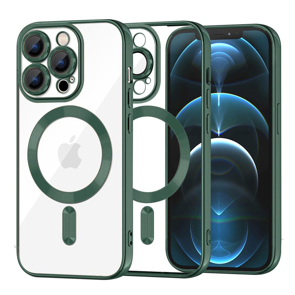 Husă transparentă Techsuit Luxury Crystal MagSafe iPhone 12 Pro Max – Verde închis – imagine 6