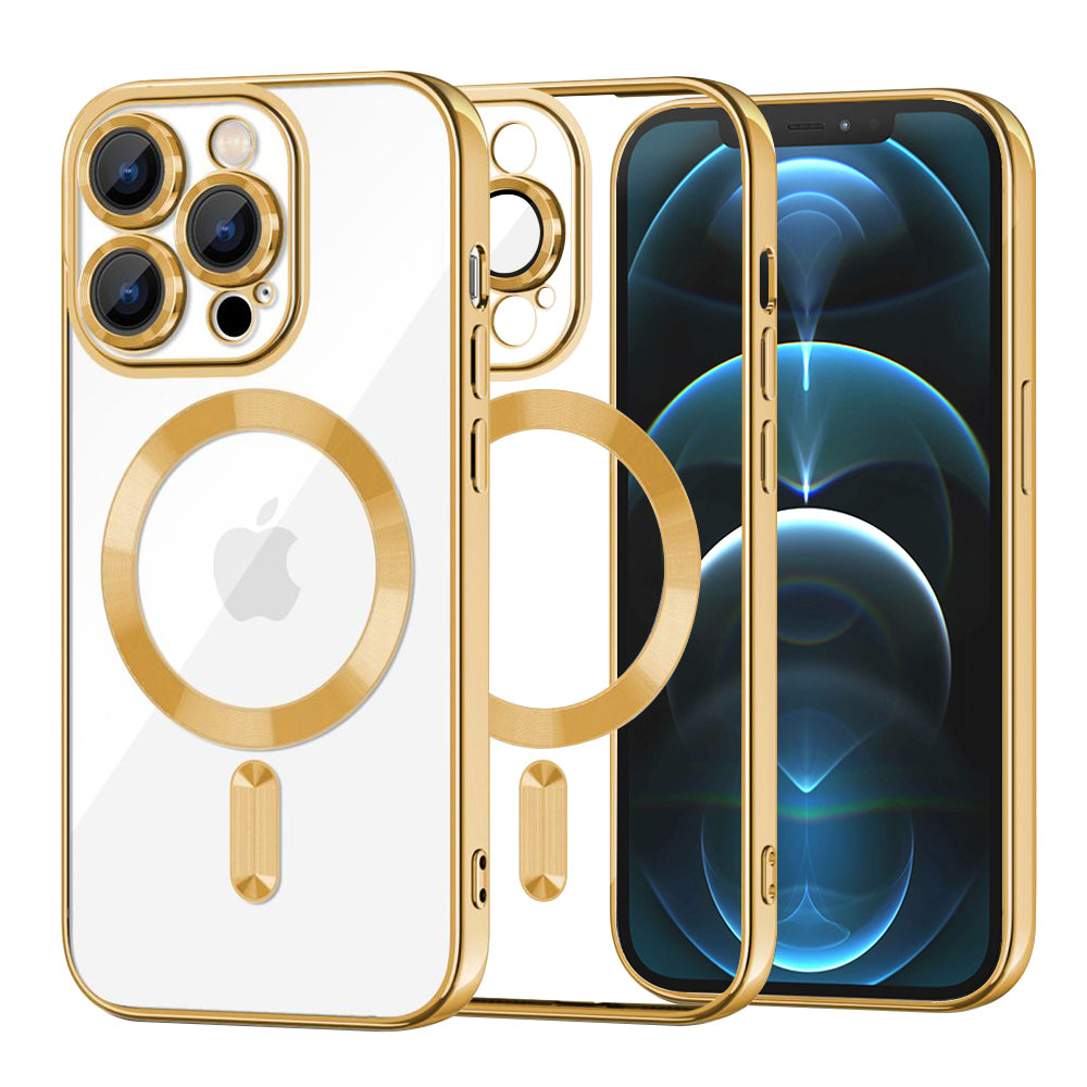 Husă transparentă Techsuit Luxury Crystal MagSafe iPhone 12 Pro Max – Auriu – imagine 3