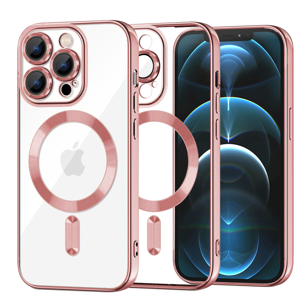 Husă transparentă Techsuit Luxury Crystal MagSafe iPhone 12 Pro Max – Roz – imagine 1