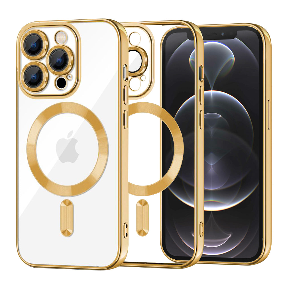 Husă transparentă Techsuit Luxury Crystal MagSafe iPhone 12 Pro – Auriu – imagine 1