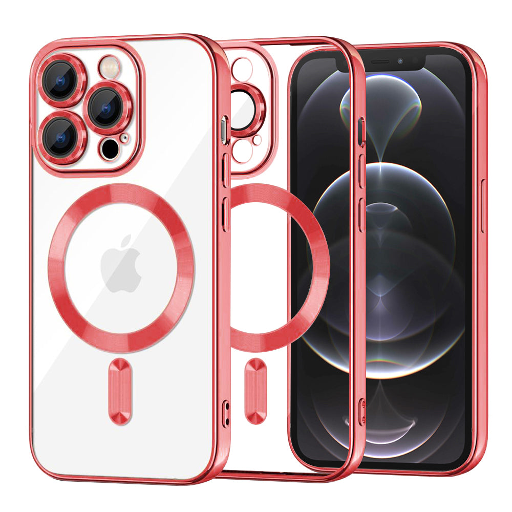 Husă transparentă Techsuit Luxury Crystal MagSafe iPhone 12 Pro – Roșu – imagine 4