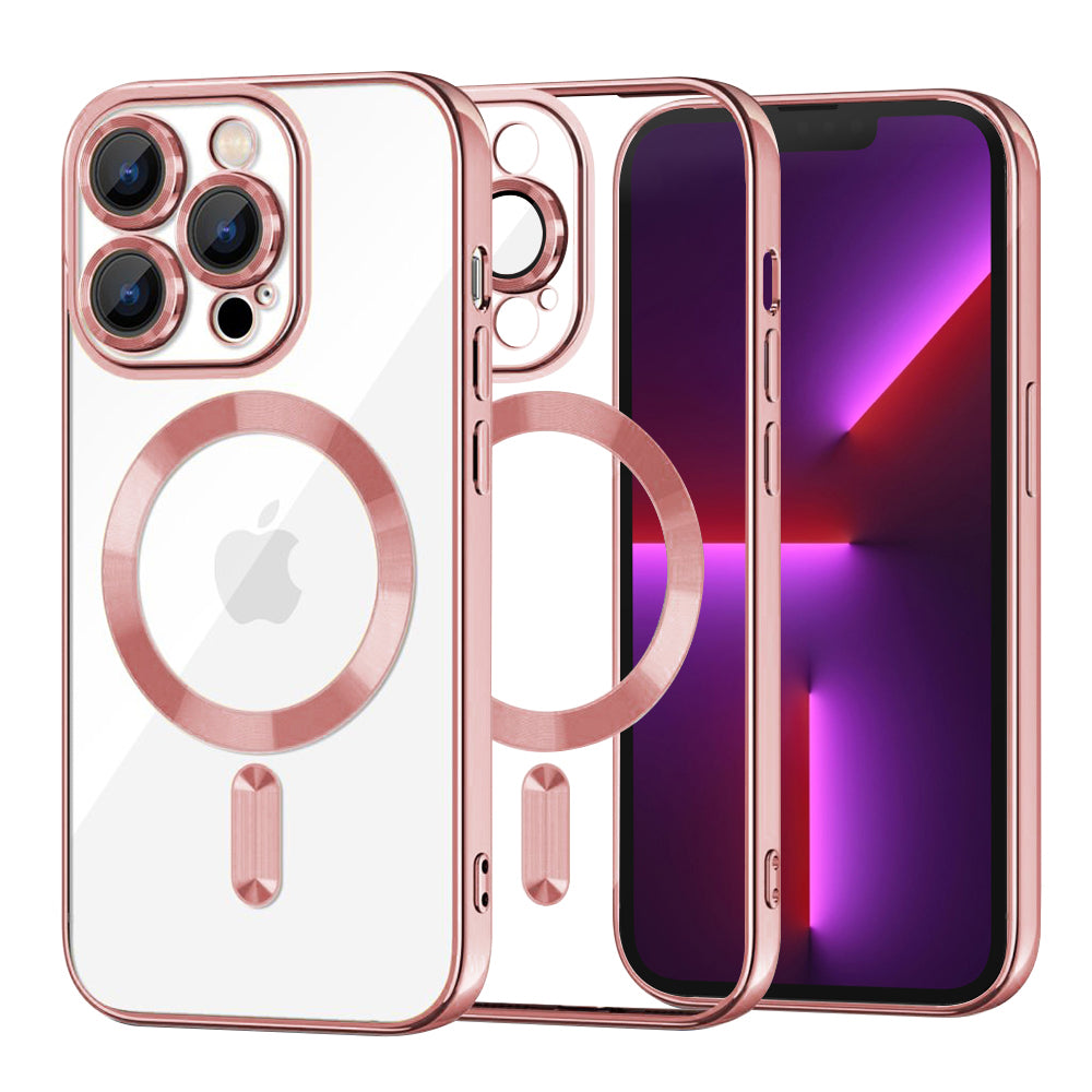Husă transparentă Techsuit Luxury Crystal MagSafe iPhone 13 Pro – Roz – imagine 1