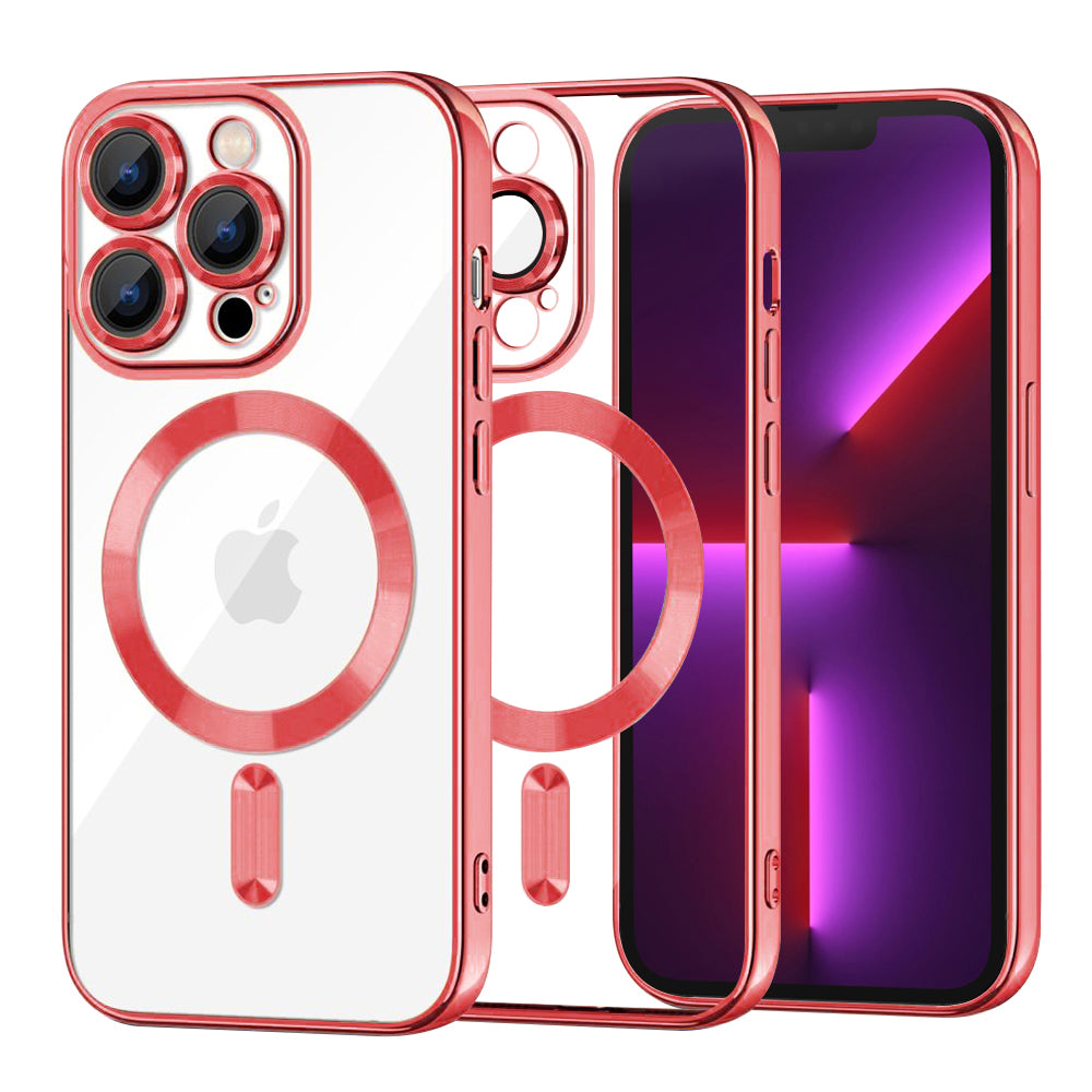 Husă transparentă Techsuit Luxury Crystal MagSafe iPhone 13 Pro – Roșu – imagine 3