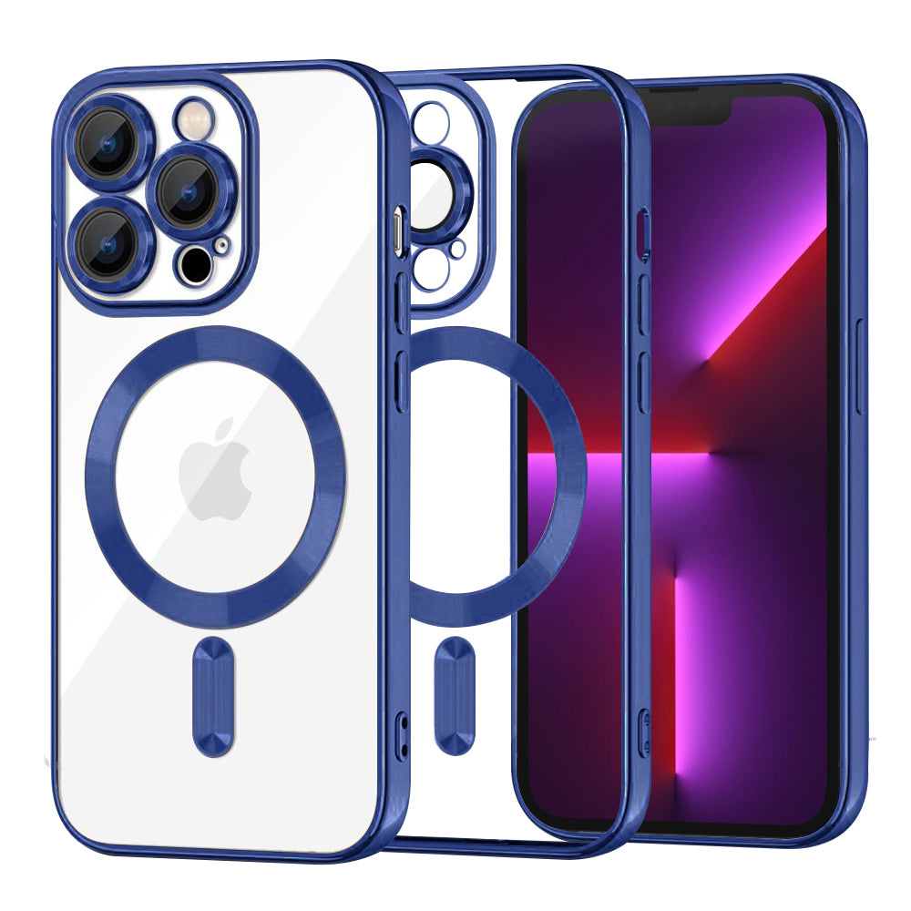 Husă transparentă Techsuit Luxury Crystal MagSafe iPhone 13 Pro – Albastru închis – imagine 7