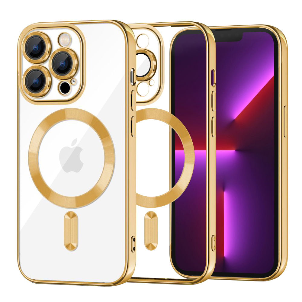 Husă transparentă Techsuit Luxury Crystal MagSafe iPhone 13 Pro – Auriu – imagine 2