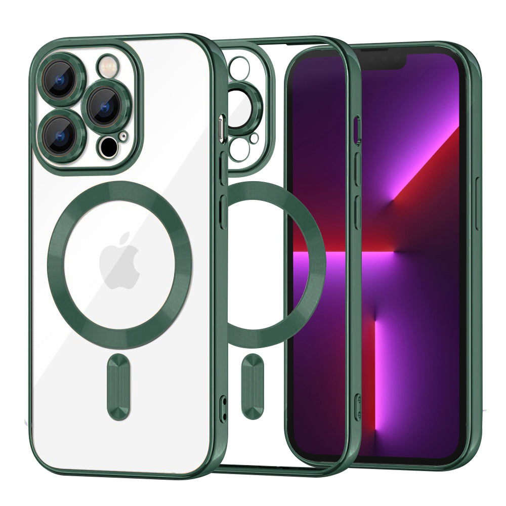 Husă transparentă Techsuit Luxury Crystal MagSafe iPhone 13 Pro – Verde închis – imagine 9