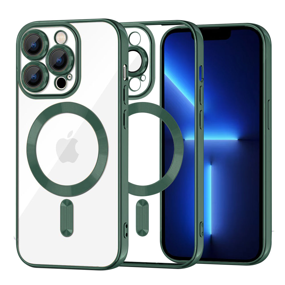 Husă transparentă Techsuit Luxury Crystal MagSafe iPhone 13 Pro Max – Verde închis – imagine 6