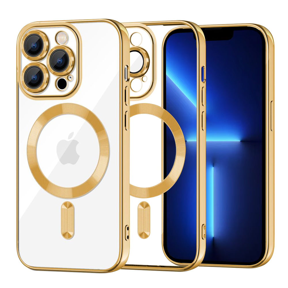 Husă transparentă Techsuit Luxury Crystal MagSafe iPhone 13 Pro Max – Auriu – imagine 4