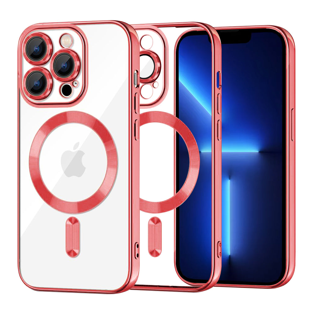 Husă transparentă Techsuit Luxury Crystal MagSafe iPhone 13 Pro Max – Roșu – imagine 2