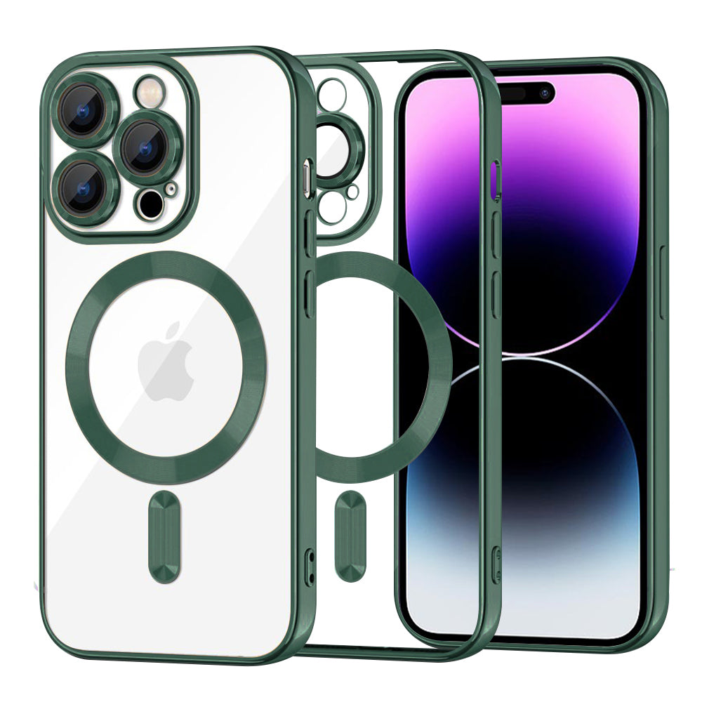 Husă transparentă Techsuit Luxury Crystal MagSafe iPhone 14 Pro Max – Verde închis – imagine 8