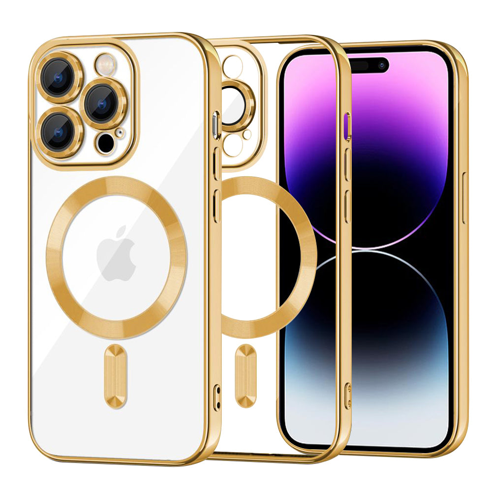 Husă transparentă Techsuit Luxury Crystal MagSafe iPhone 14 Pro Max – Auriu – imagine 4