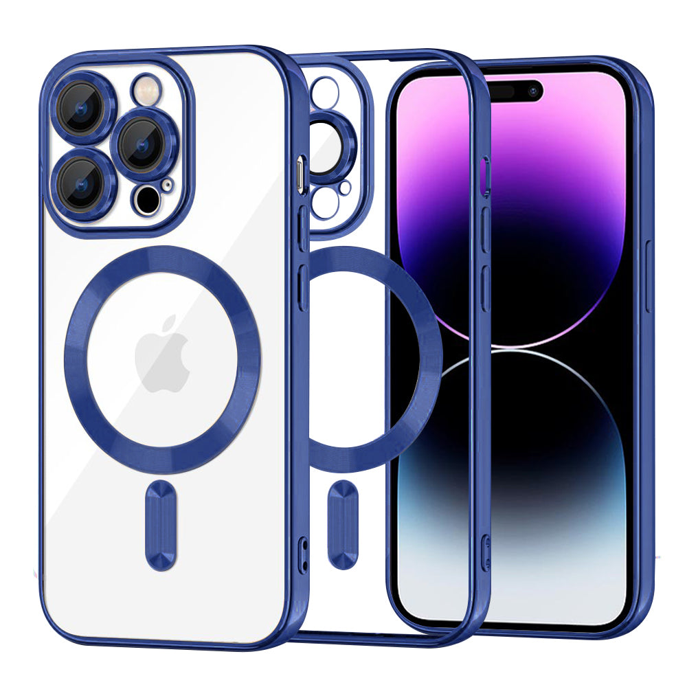 Husă transparentă Techsuit Luxury Crystal MagSafe iPhone 14 Pro Max – Albastru închis – imagine 6
