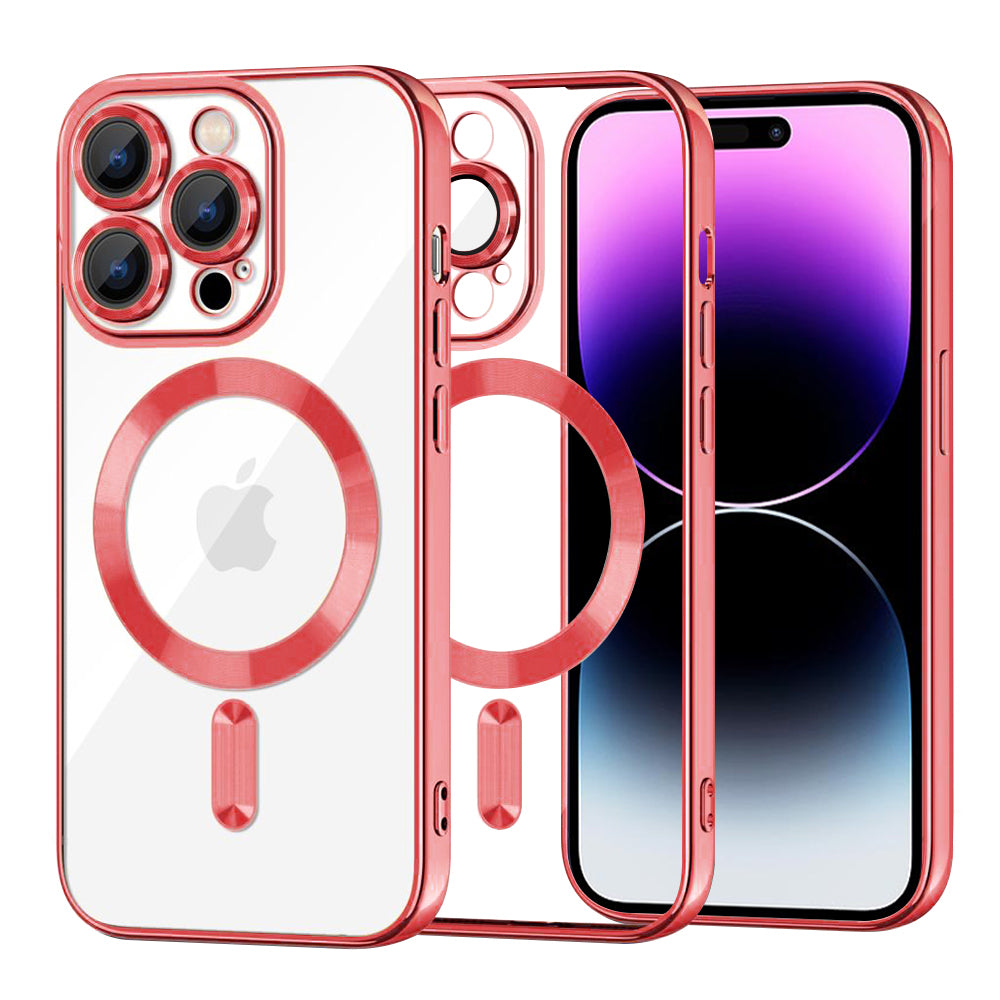 Husă transparentă Techsuit Luxury Crystal MagSafe iPhone 14 Pro Max – Roșu – imagine 1
