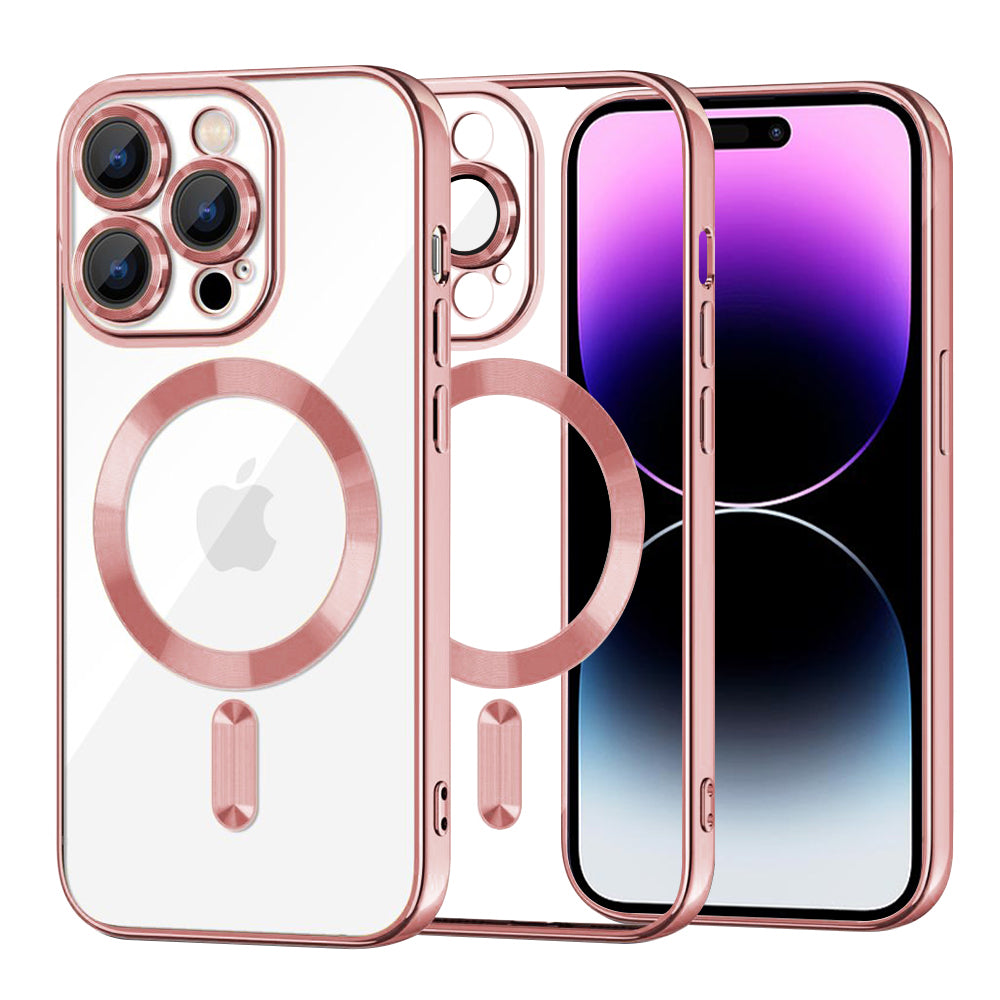 Husă transparentă Techsuit Luxury Crystal MagSafe iPhone 14 Pro Max – Roz – imagine 3
