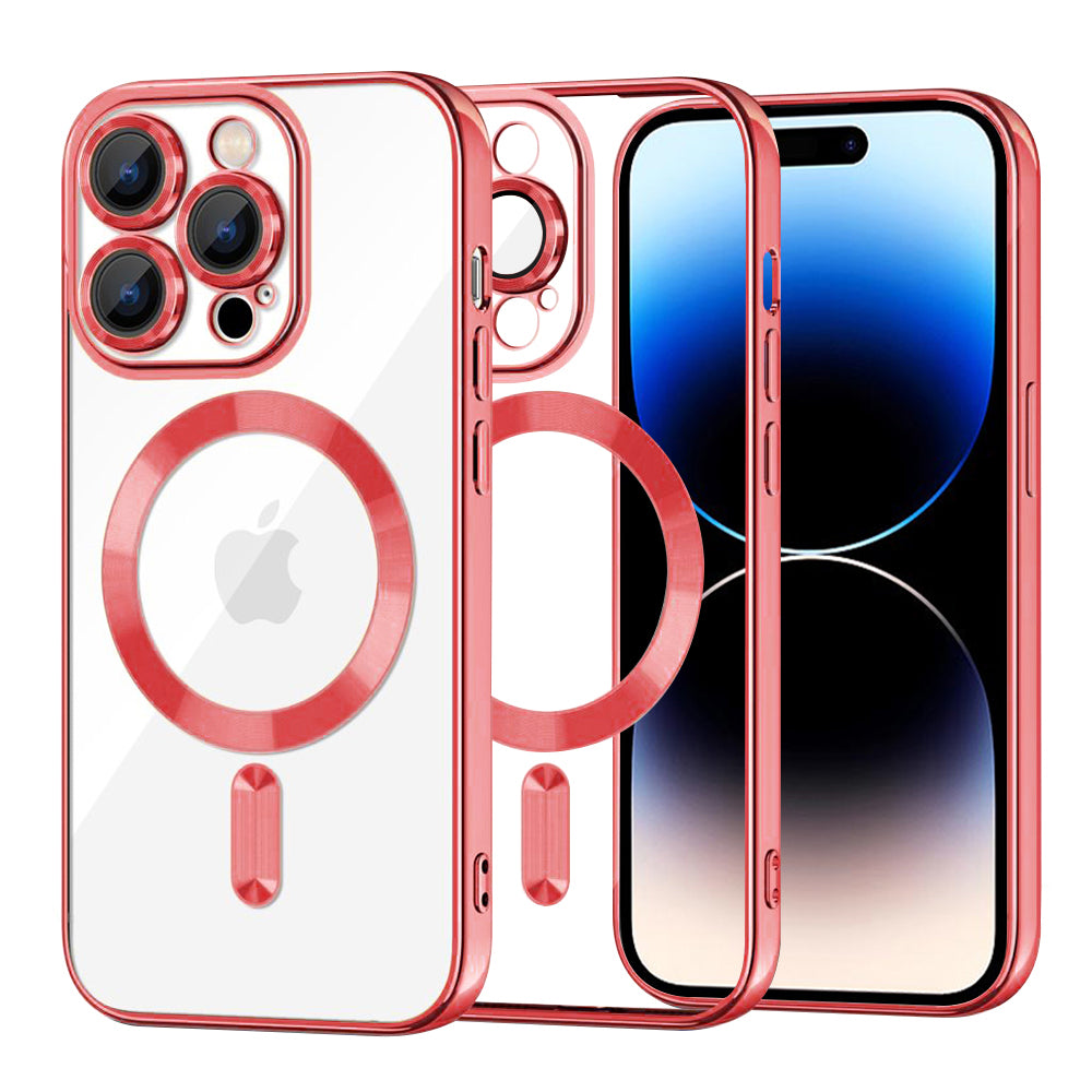 Husă transparentă Techsuit Luxury Crystal MagSafe iPhone 14 Pro – Roșu – imagine 3