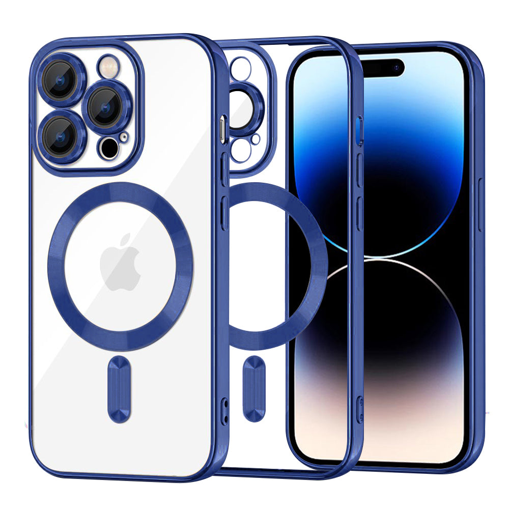 Husă transparentă Techsuit Luxury Crystal MagSafe iPhone 14 Pro – Albastru închis – imagine 8