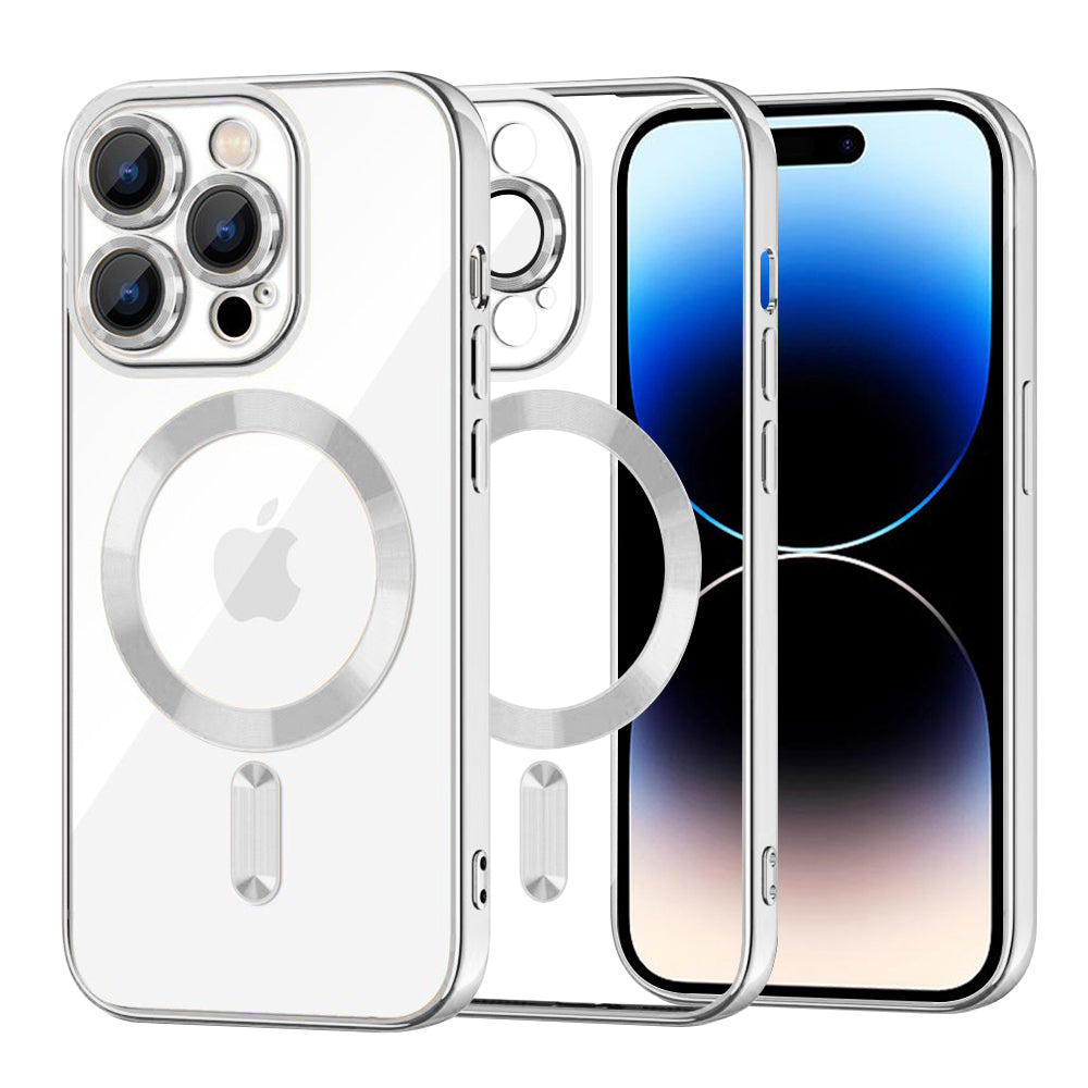 Husă transparentă Techsuit Luxury Crystal MagSafe iPhone 14 Pro – Argintiu – imagine 1