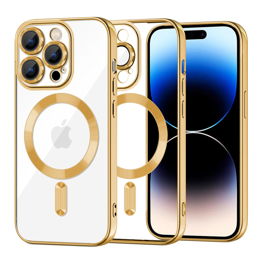 Husă transparentă Techsuit Luxury Crystal MagSafe iPhone 14 Pro – Auriu – imagine 2