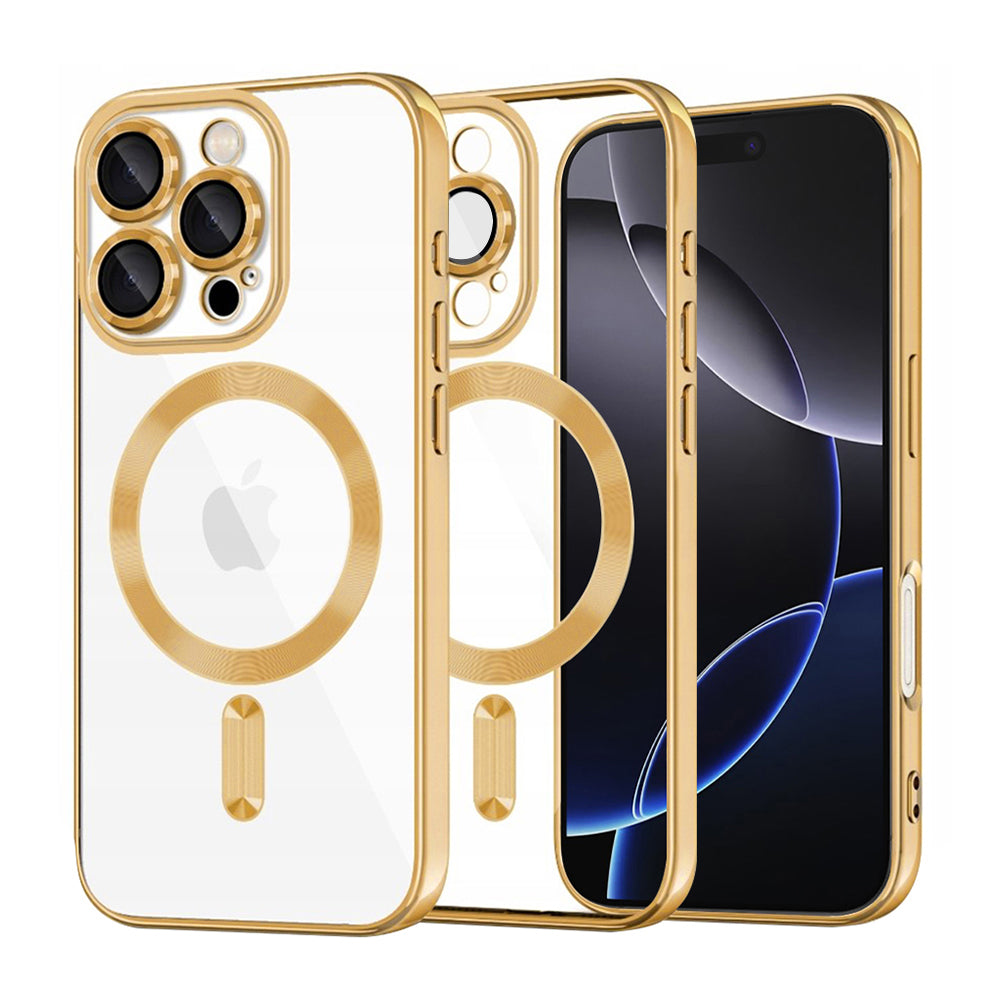 Husă transparentă Techsuit Luxury Crystal MagSafe iPhone 16 Pro Max – Auriu – imagine 3