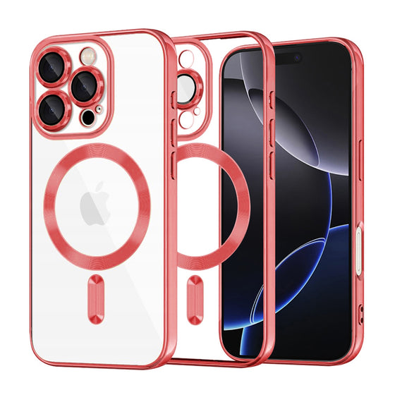 Husă transparentă Techsuit Luxury Crystal MagSafe pentru iPhone 16 Pro Max – roșu