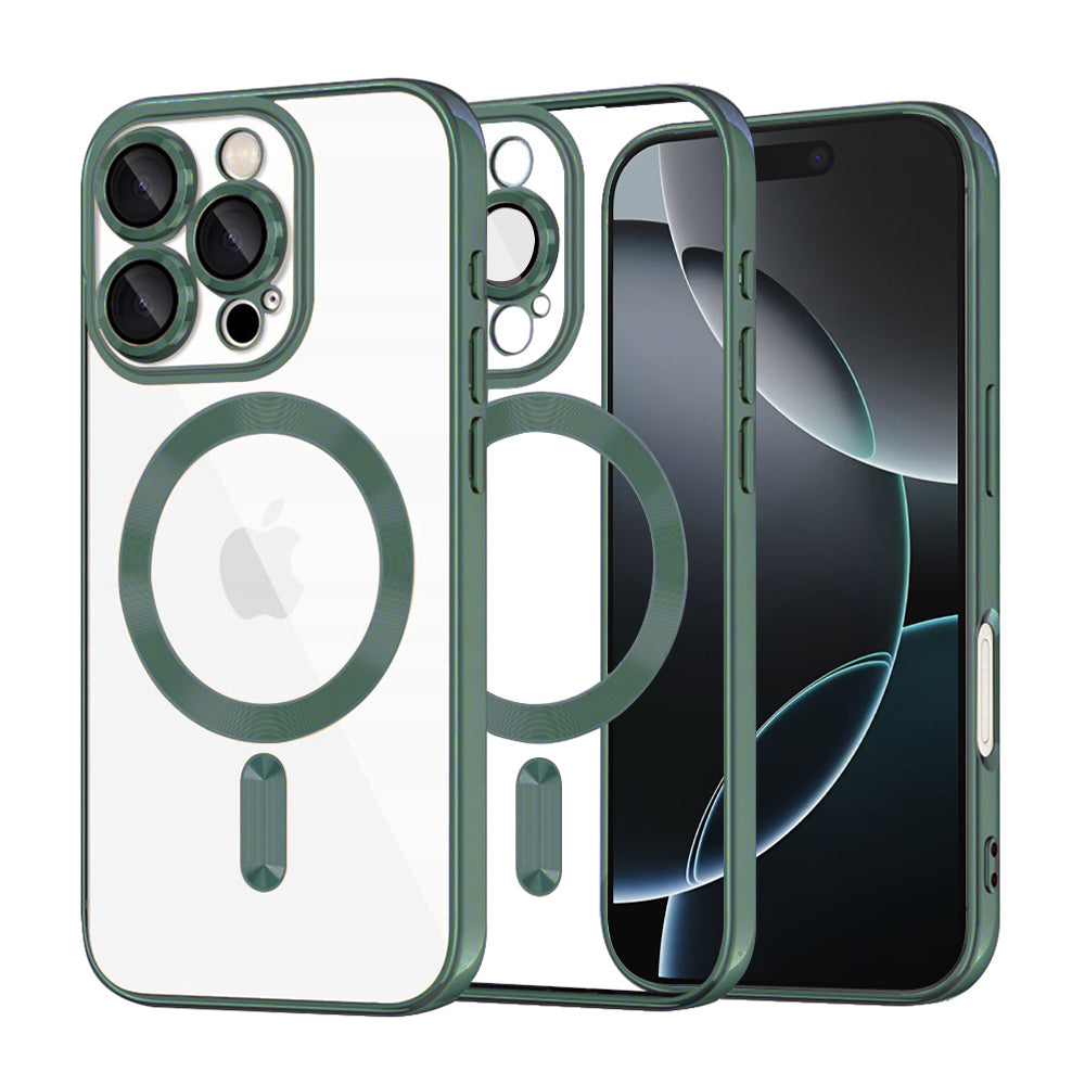 Husă transparentă Techsuit Luxury Crystal MagSafe iPhone 16 Pro – Verde închis – imagine 3