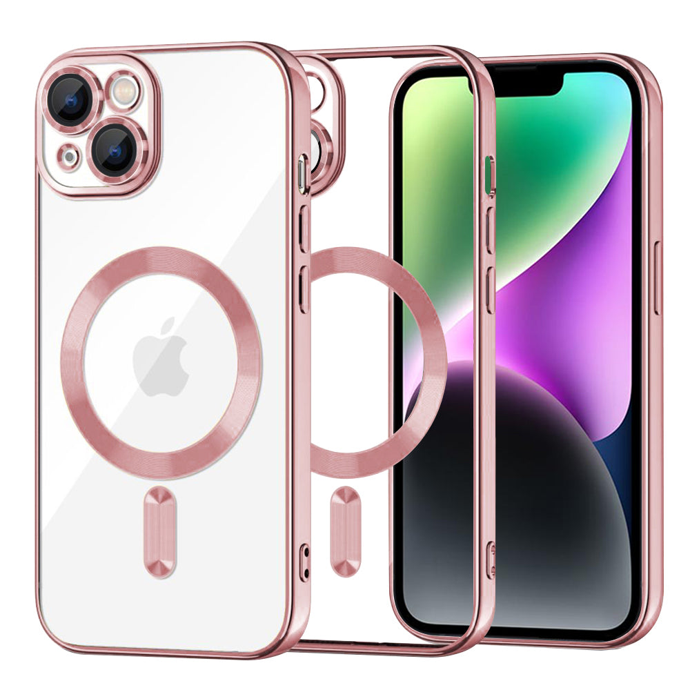 Husă transparentă Techsuit Luxury Crystal MagSafe iPhone 14 – Roz – imagine 2