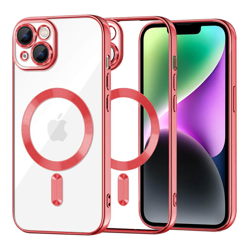 Husă transparentă Techsuit Luxury Crystal MagSafe iPhone 14 – Roșu – imagine 3