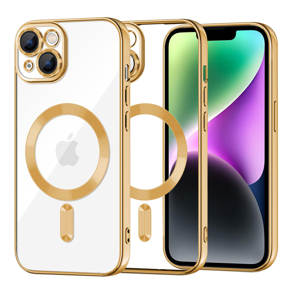Husă transparentă Techsuit Luxury Crystal MagSafe iPhone 14 – Auriu – imagine 4