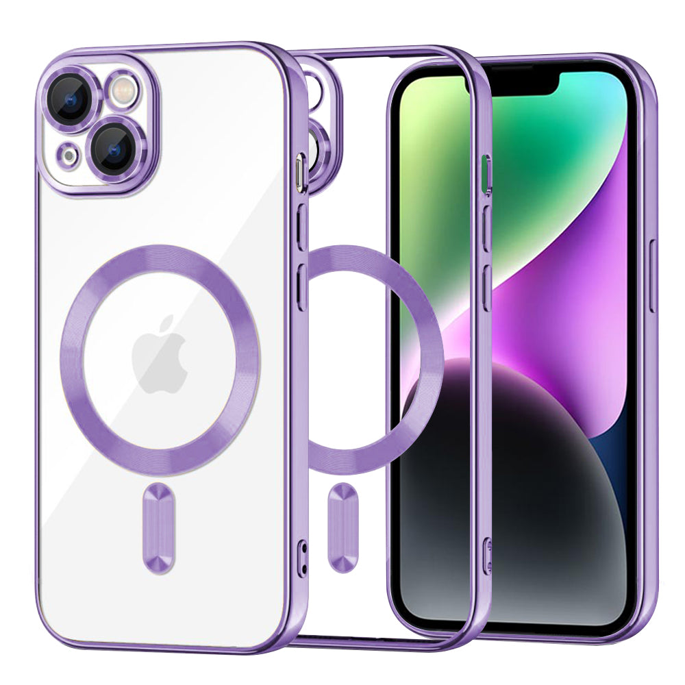 Husă transparentă Techsuit Luxury Crystal MagSafe iPhone 14 – Mov deschis – imagine 8