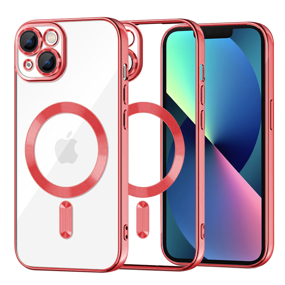 Husă transparentă Techsuit Luxury Crystal MagSafe iPhone 13 – Roșu – imagine 2