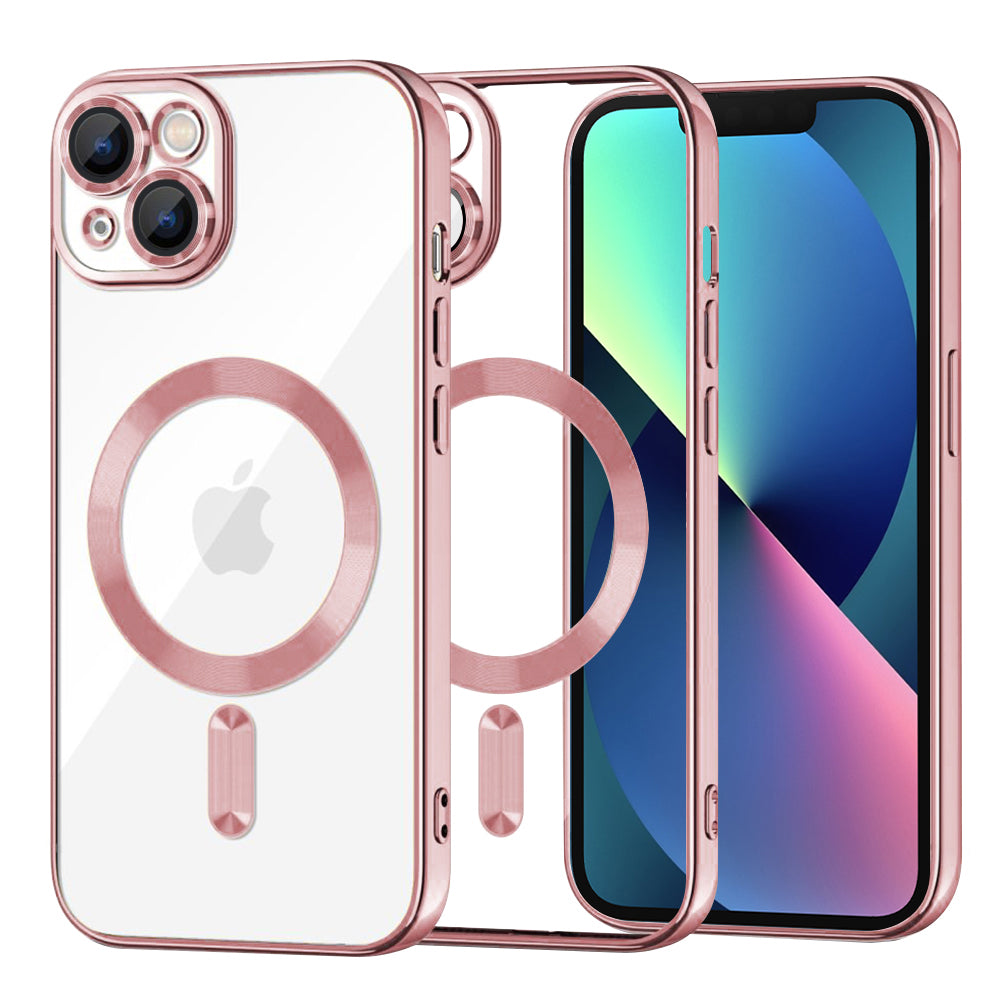 Husă transparentă Techsuit Luxury Crystal MagSafe iPhone 13 – Roz – imagine 1