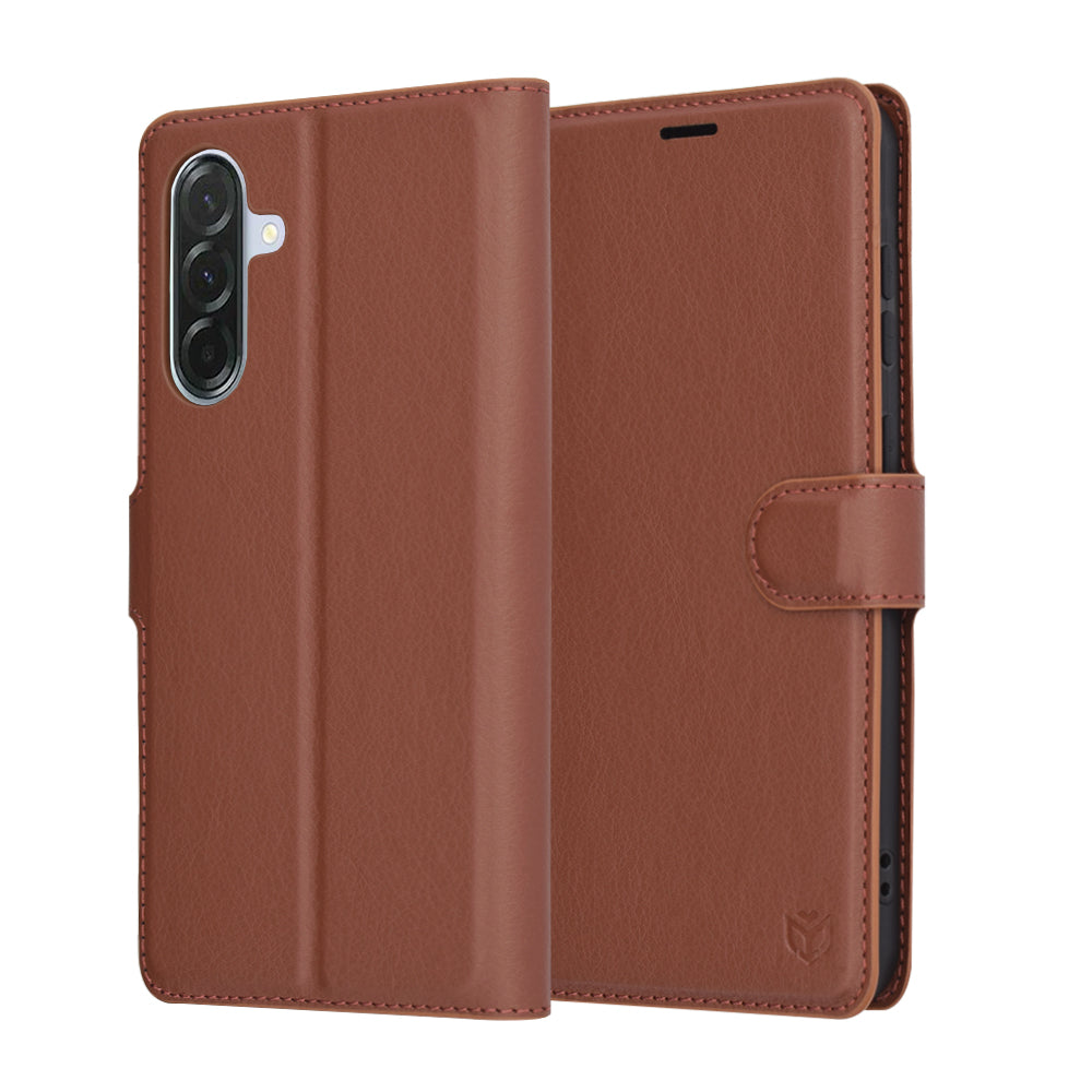 Husă portofel Techsuit Leather Folio Galaxy A56 5G – Maro – imagine 1