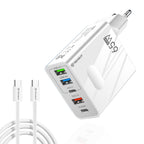Încărcător priză 65W GaN, 5 porturi, cablu USB-C, alb – Techsuit CHC1 – imagine 2