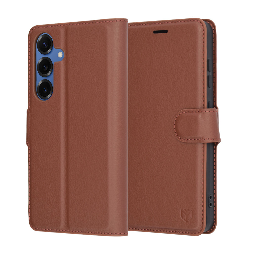Husă portofel Techsuit Leather Folio Galaxy S25 – Maro – imagine 1