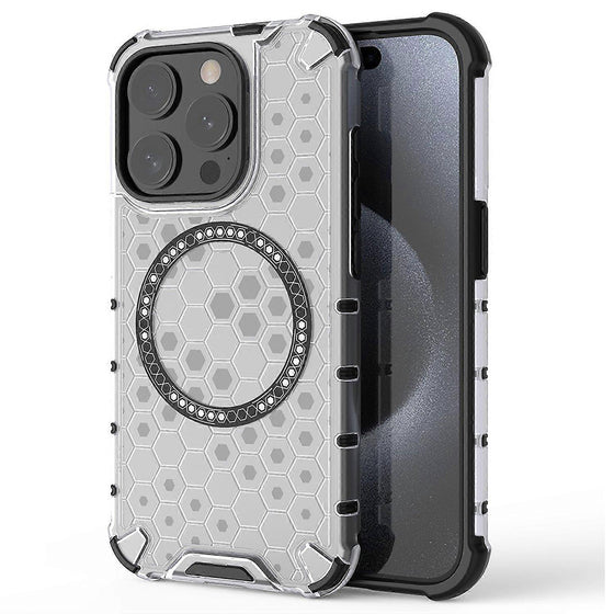 Husă Techsuit HoneyComb Shield MagSafe pentru iPhone 15 Pro Max – alb