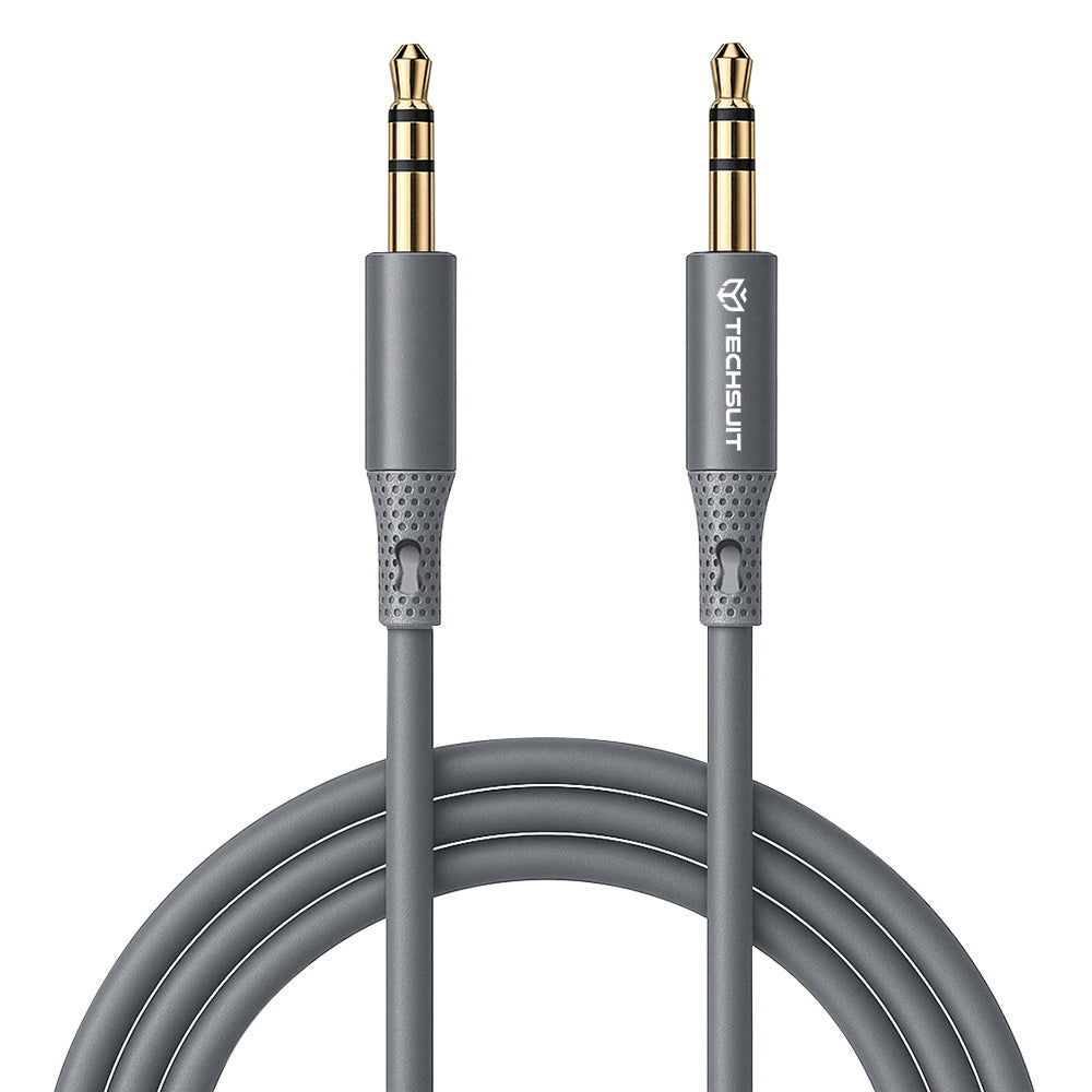 Cablu AUX jack 3,5 mm la jack 3,5 mm, 1 m, gri – Techsuit AC3 – imagine 1